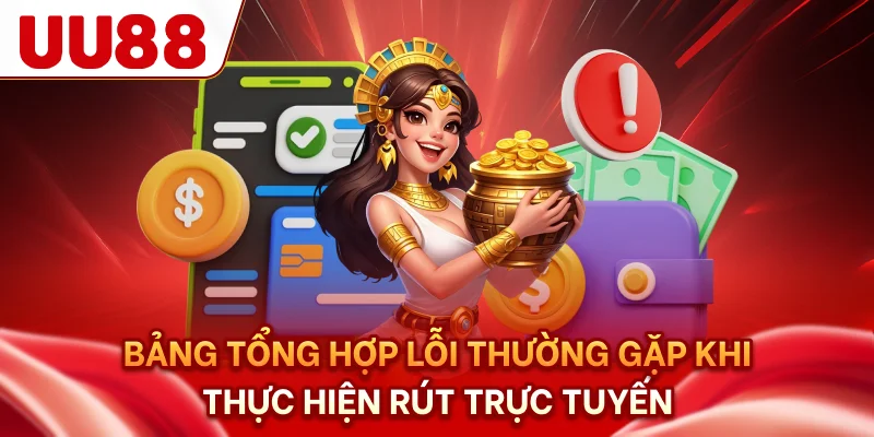 Bảng tổng hợp lỗi thường gặp khi thực hiện rút trực tuyến