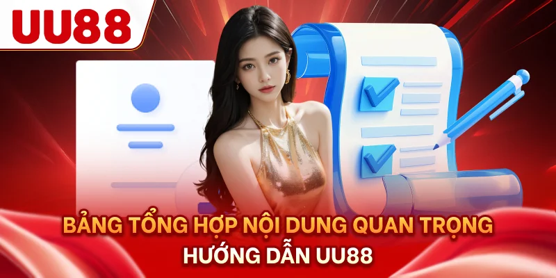 Bảng tổng hợp nội dung quan trọng hướng dẫn UU88